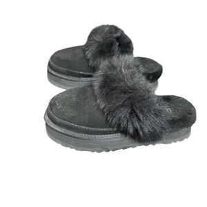Women's Ugg Black Faux Fur Slide Slippers